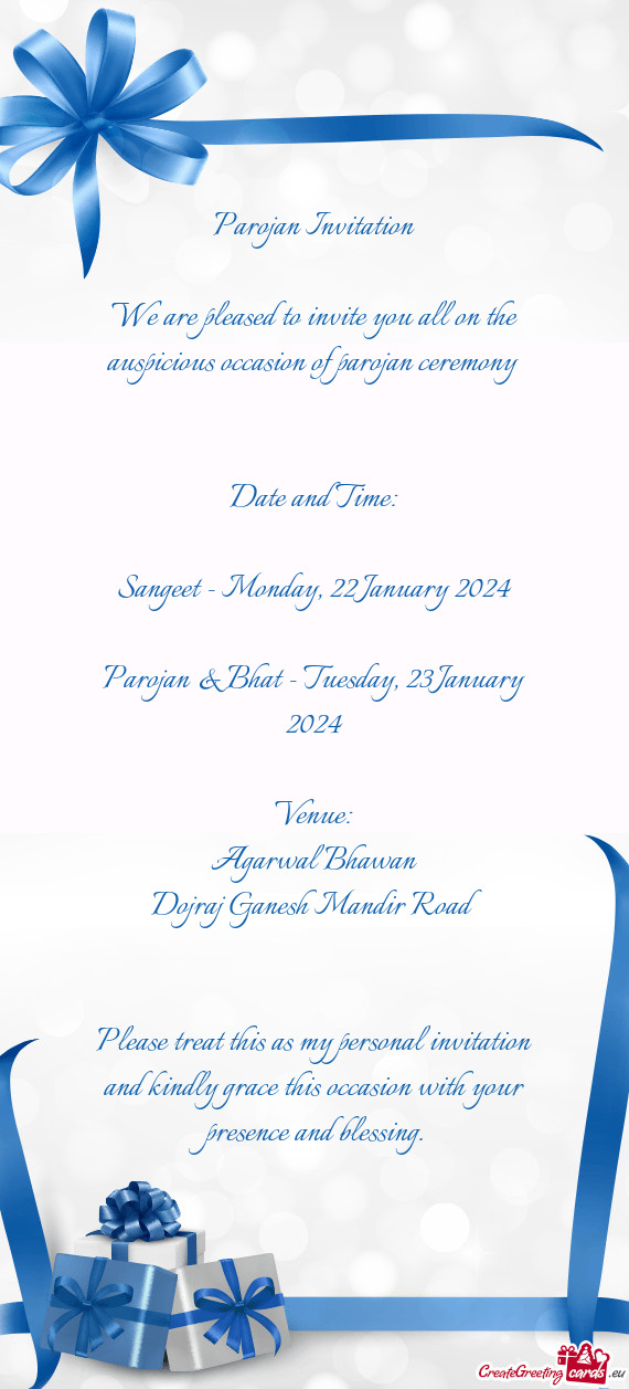 Sangeet - Monday, 22 January 2024