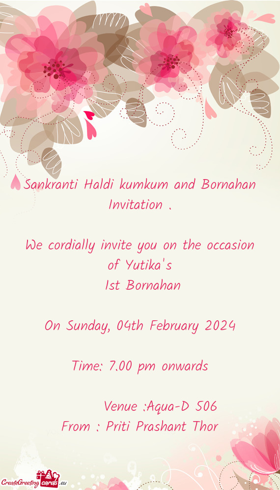 Sankranti Haldi kumkum and Bornahan Invitation