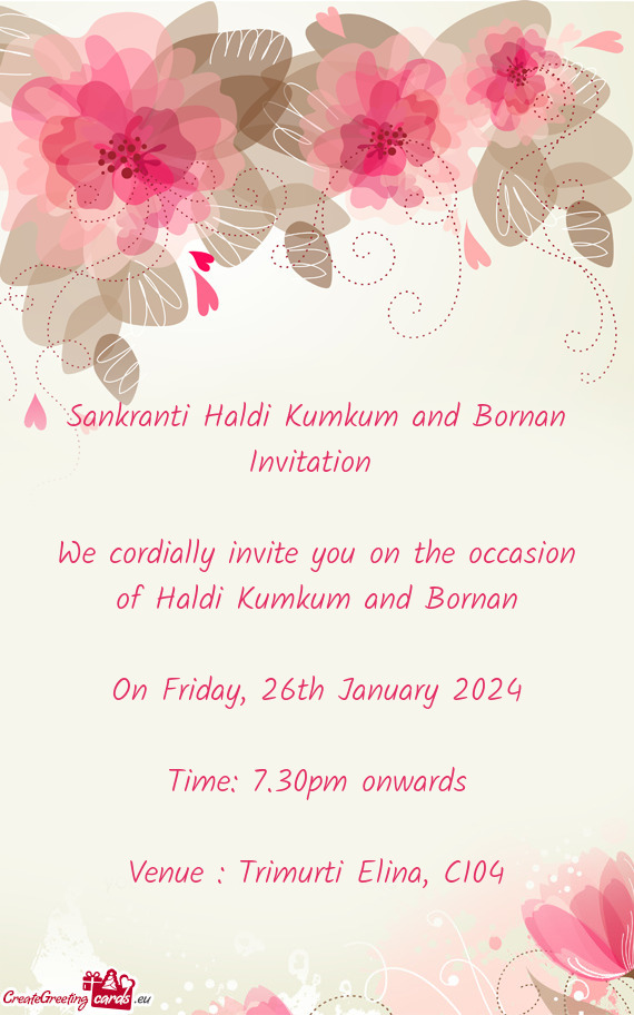 Sankranti Haldi Kumkum and Bornan Invitation