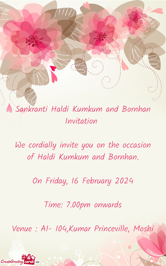 Sankranti Haldi Kumkum and Bornhan Invitation