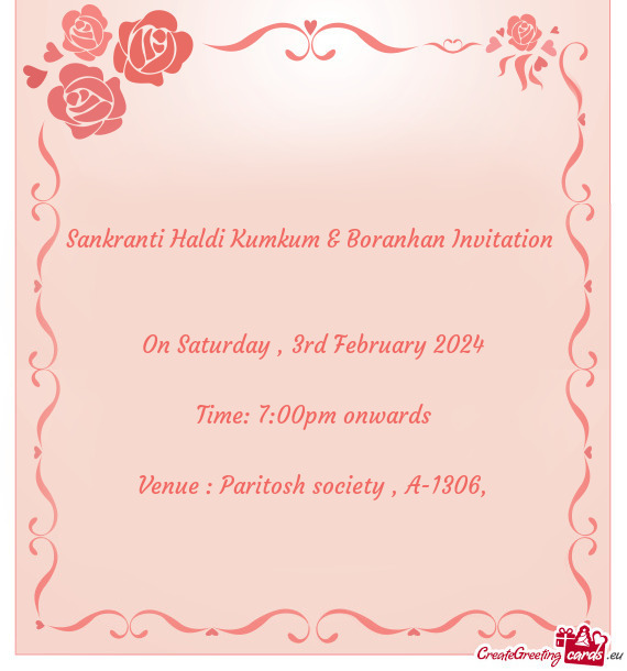 Sankranti Haldi Kumkum & Boranhan Invitation