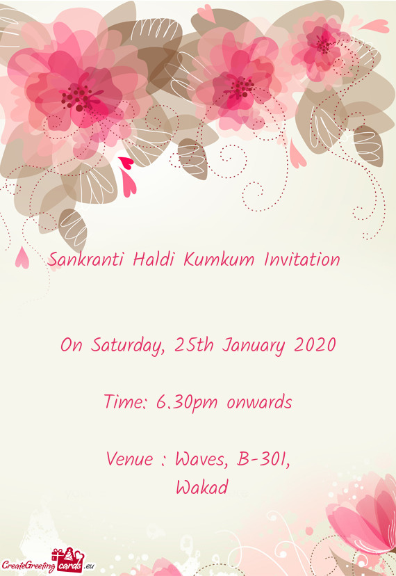 Sankranti Haldi Kumkum Invitation 
 
 
 On Saturday