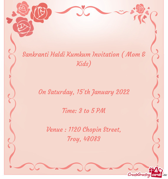 Sankranti Haldi Kumkum Invitation ( Mom & Kids)