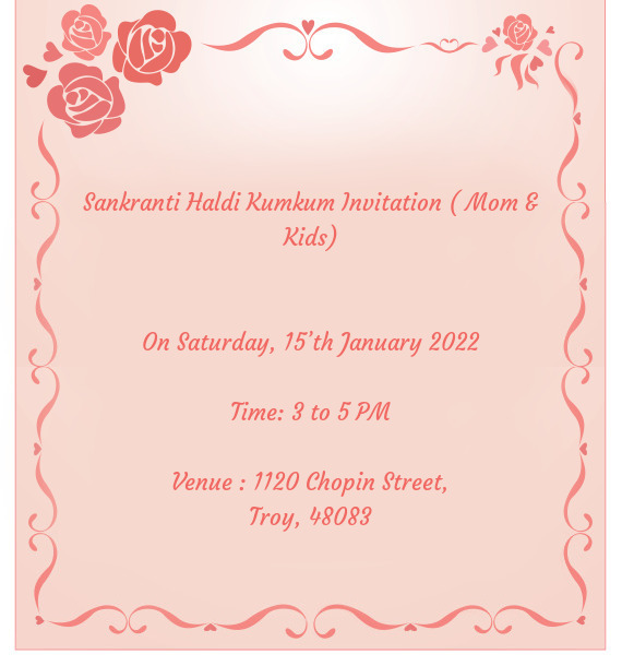 Sankranti Haldi Kumkum Invitation ( Mom & Kids)