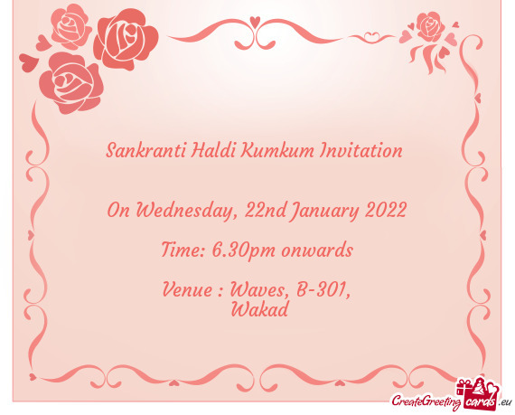 Sankranti Haldi Kumkum Invitation  On Wednesday