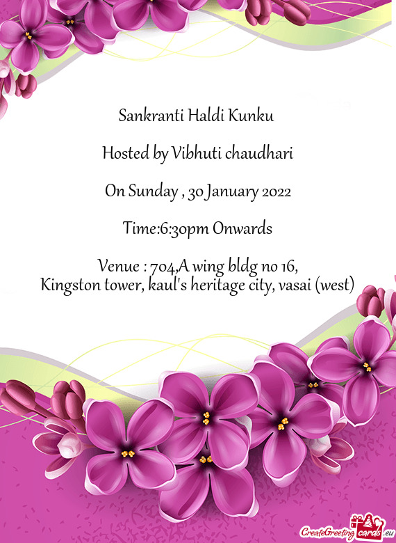 Sankranti Haldi Kunku 
 
 Hosted by Vibhuti chaudhari
 
 On Sunday