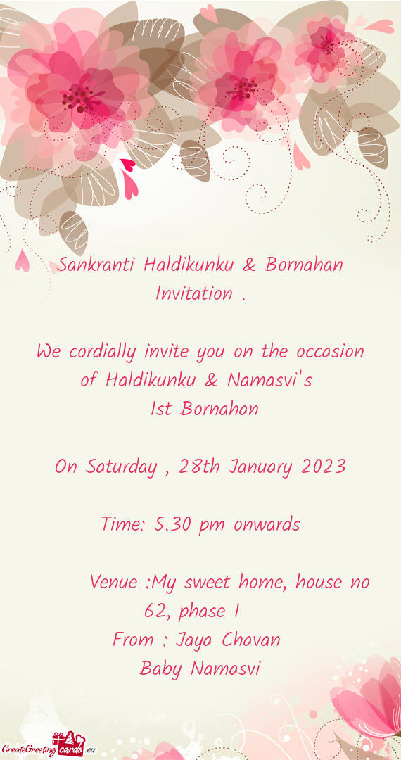 Sankranti Haldikunku & Bornahan Invitation