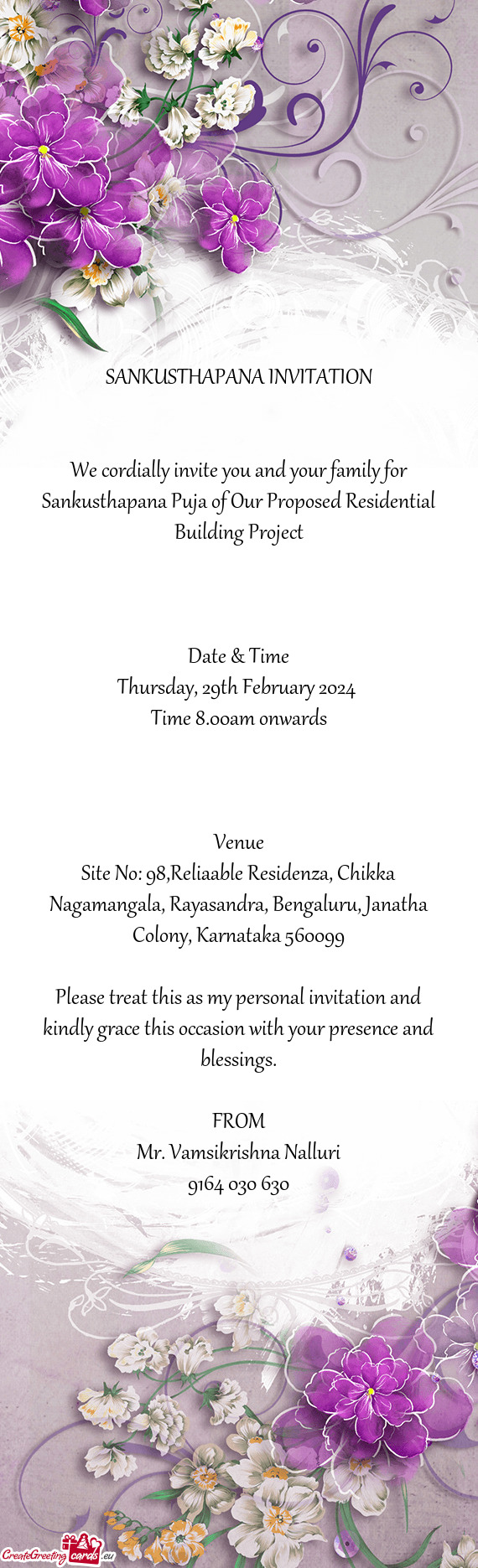 SANKUSTHAPANA INVITATION