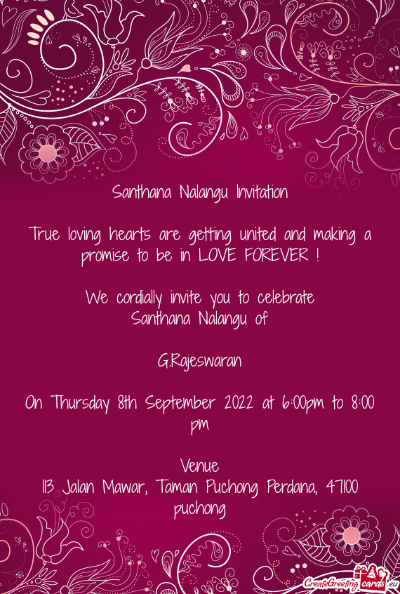 Santhana Nalangu Invitation