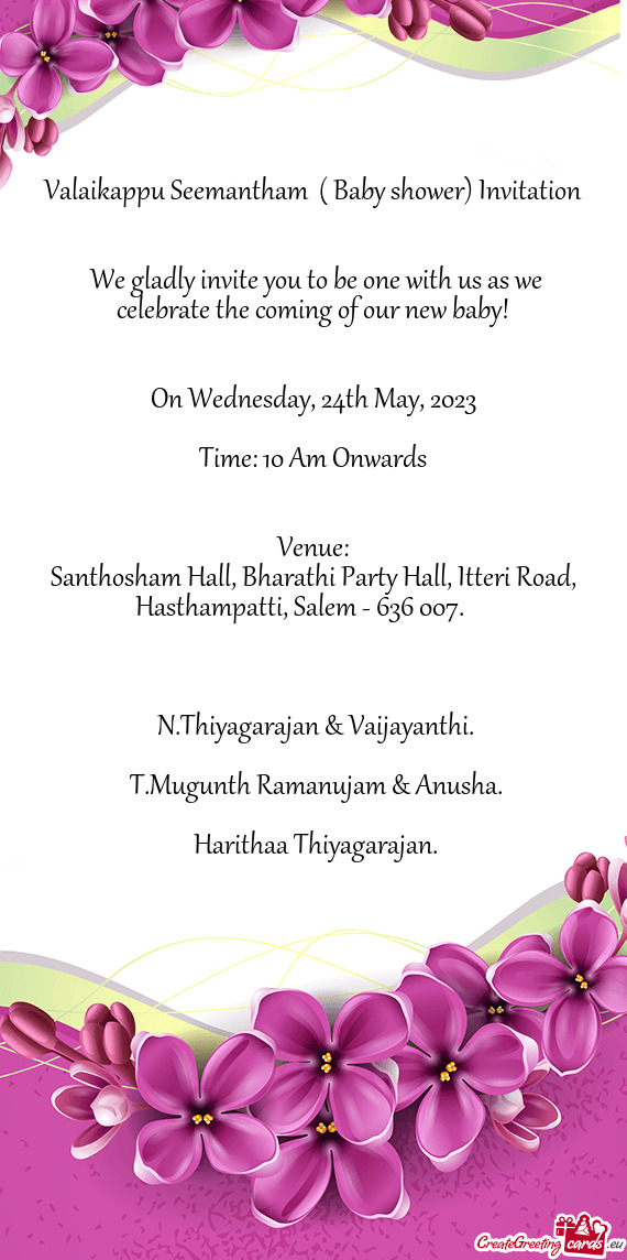 Santhosham Hall, Bharathi Party Hall, Itteri Road, Hasthampatti, Salem - 636 007