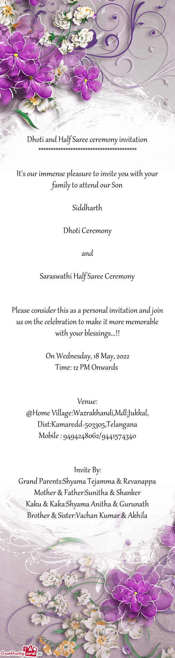 Saraswathi Half Saree Ceremony