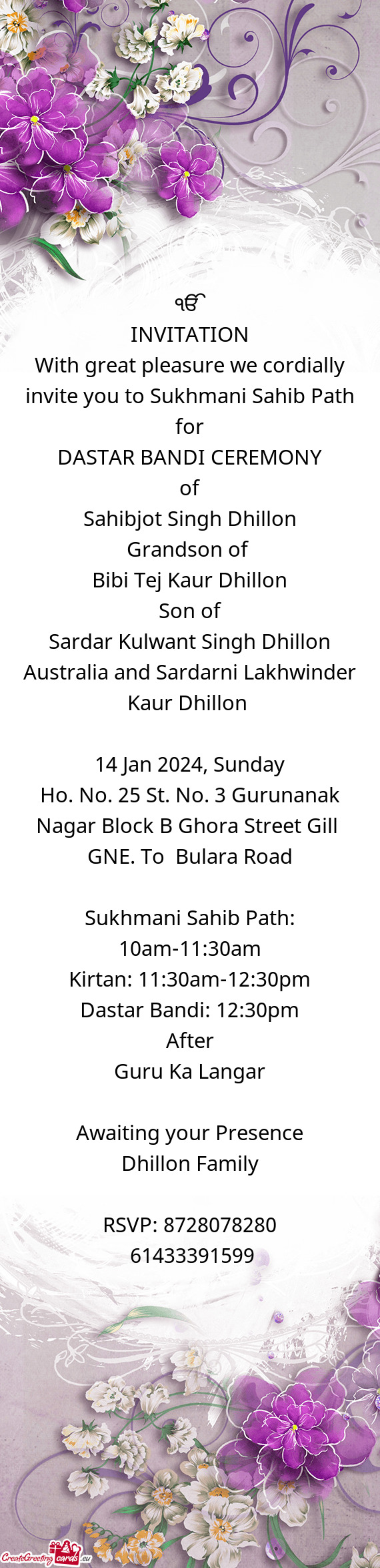 Sardar Kulwant Singh Dhillon Australia and Sardarni Lakhwinder Kaur Dhillon
