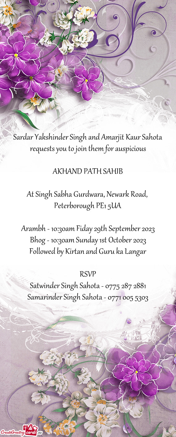 Sardar Yakshinder Singh and Amarjit Kaur Sahota