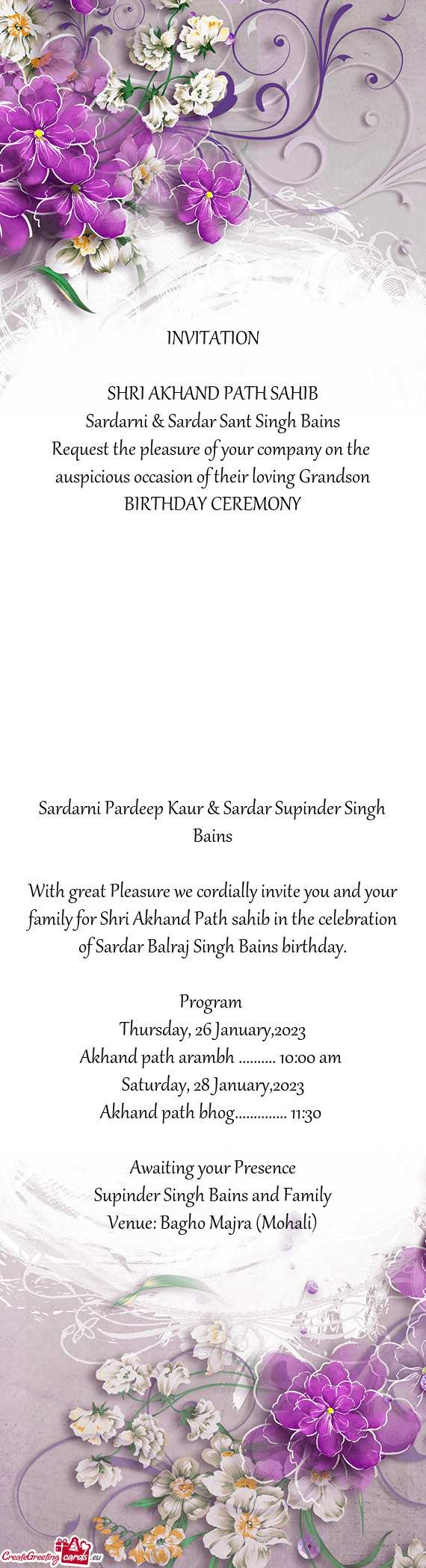 Sardarni & Sardar Sant Singh Bains