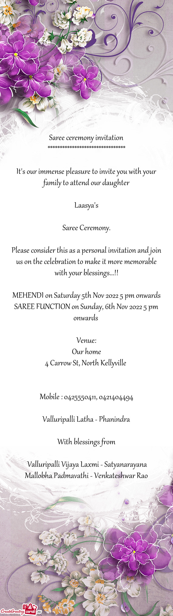 SAREE FUNCTION on Sunday, 6th Nov 2022 5 pm onwards