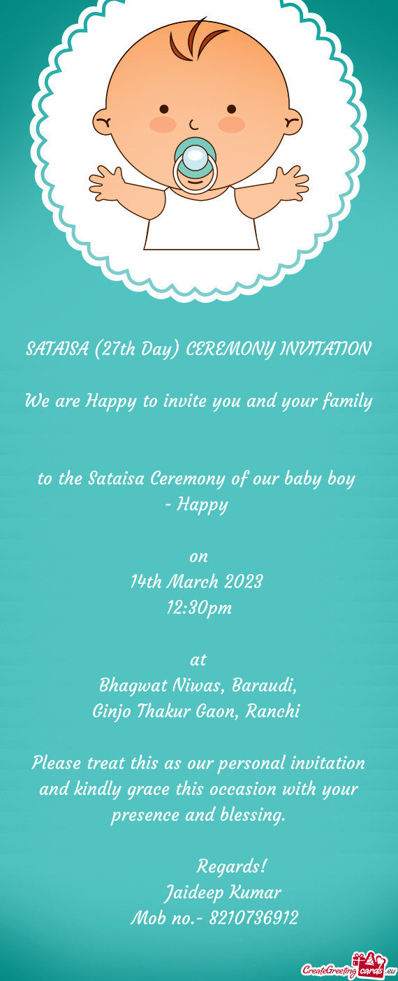 SATAISA (27th Day) CEREMONY INVITATION
