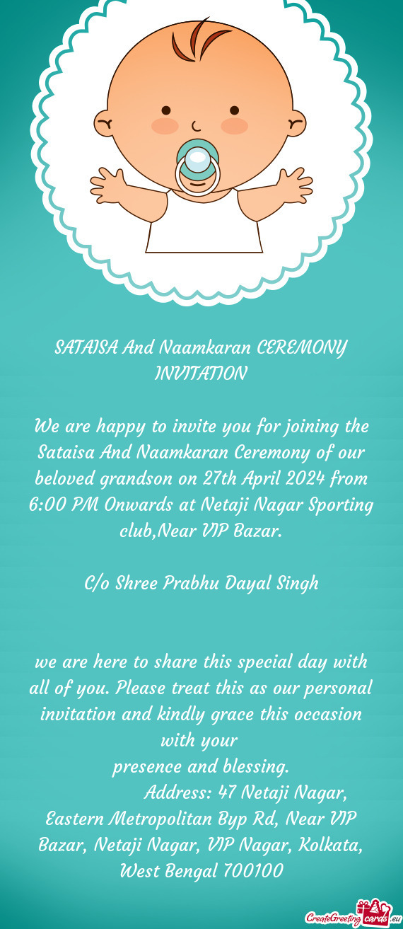 SATAISA And Naamkaran CEREMONY INVITATION