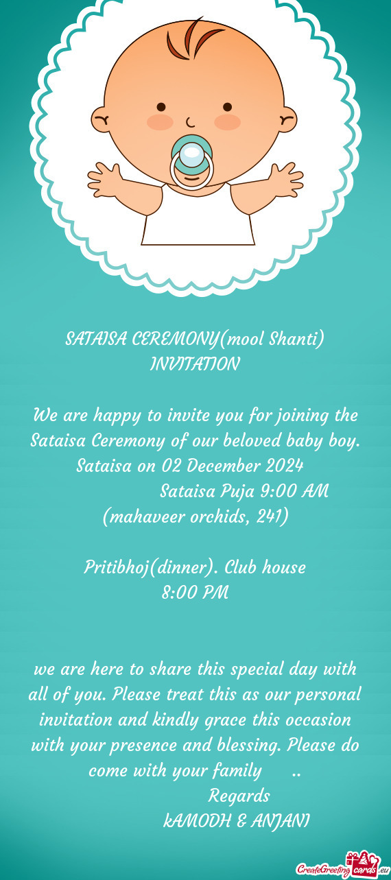 Sataisa Puja 9:00 AM (mahaveer orchids, 241)