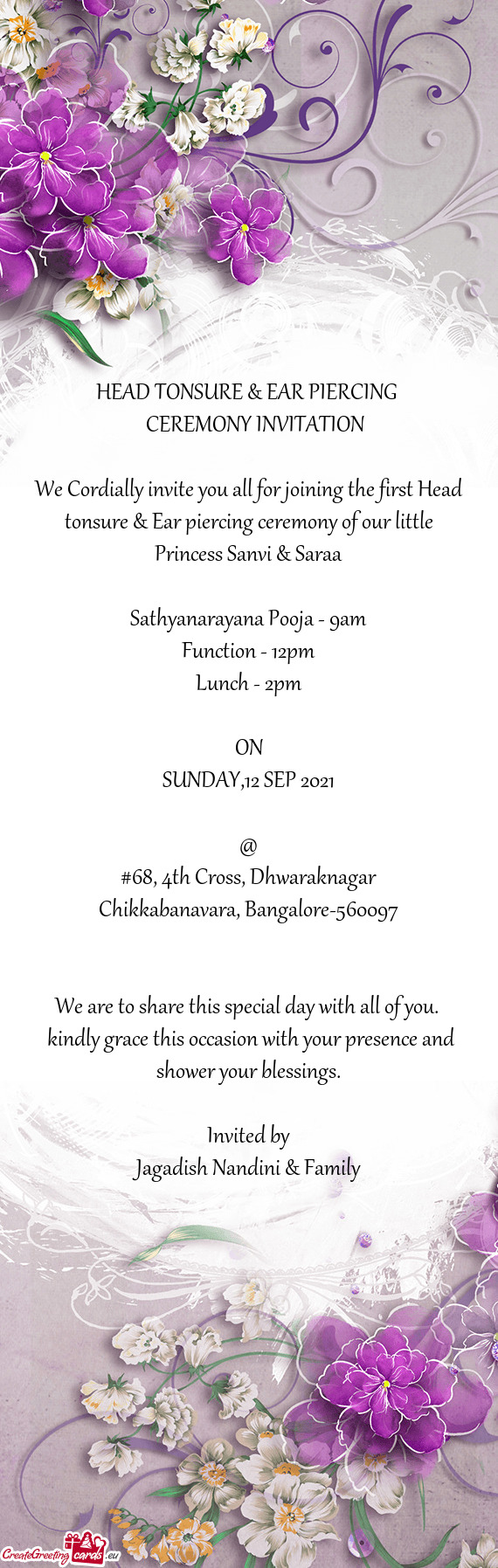 Sathyanarayana Pooja - 9am
