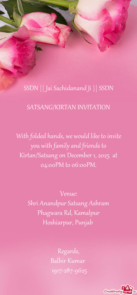 SATSANG/KIRTAN INVITATION