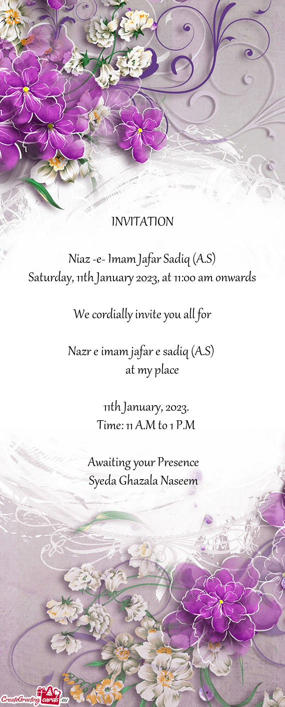 Saturday, 11th January 2023, at 11:00 am onwards