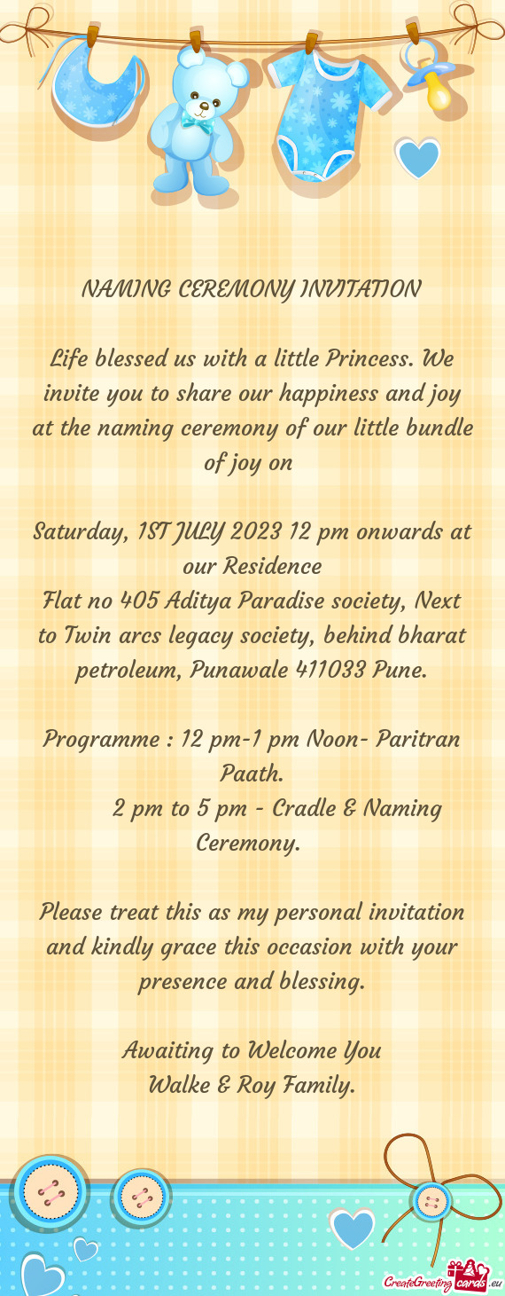 Saturday, 1ST JULY 2023 12 pm onwards at our Residence