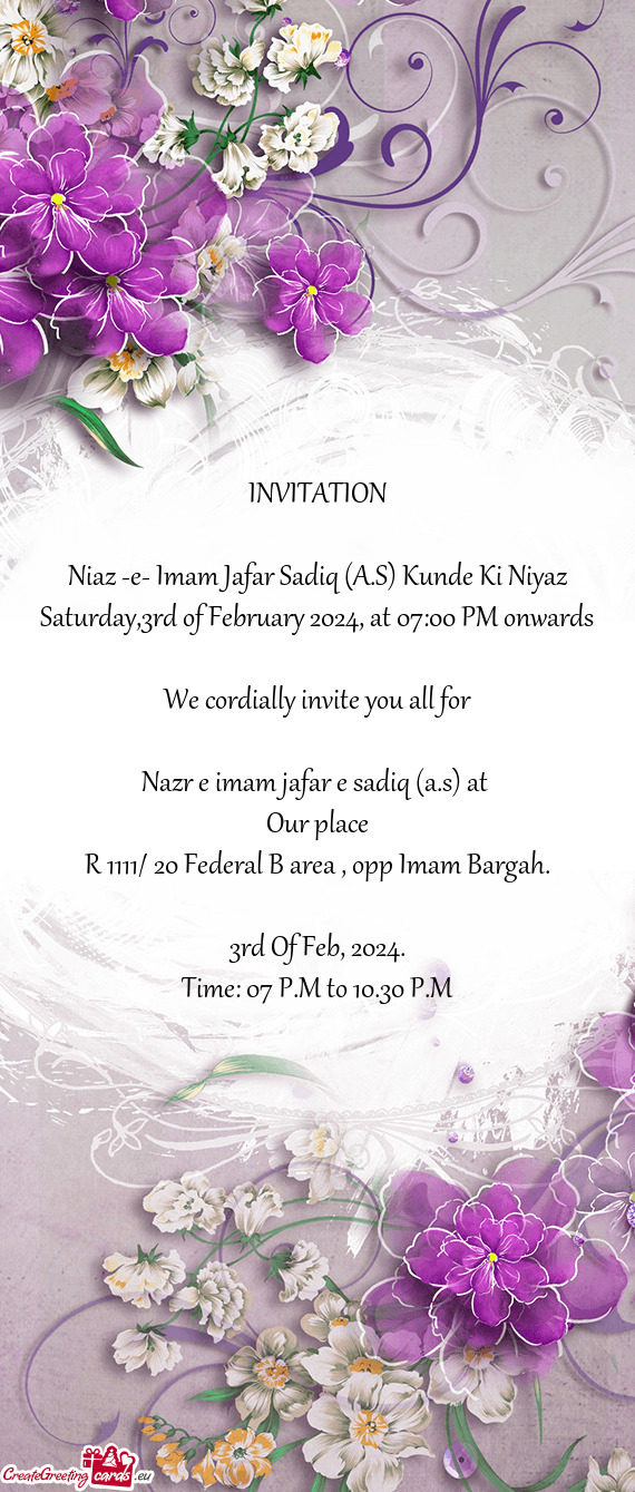 Saturday,3rd of February 2024, at 07:00 PM onwards