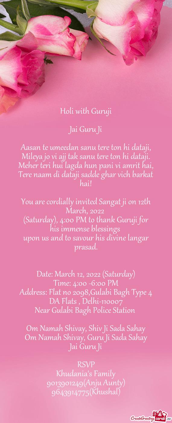 (Saturday), 4:00 PM to thank Guruji for his immense blessings