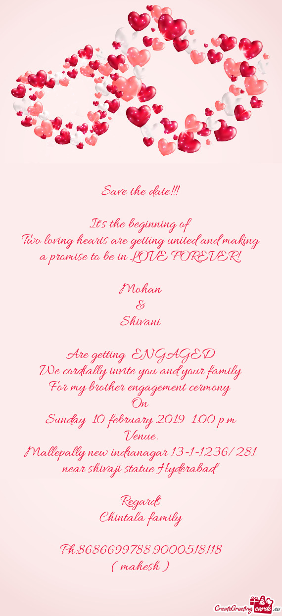 Save the date!!!    It s the beginning of   Two loving