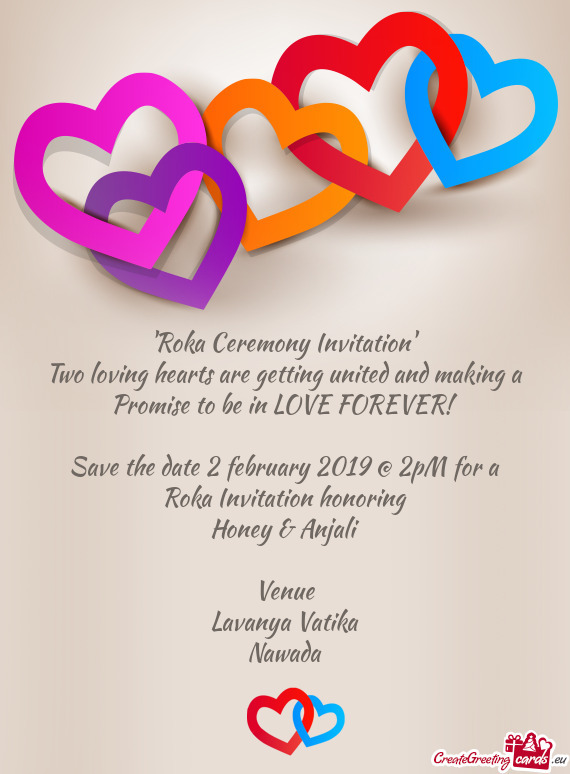 Save the date 2 february 2019 @ 2pM for a