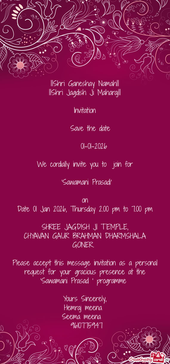 'Sawamani Prasadi’