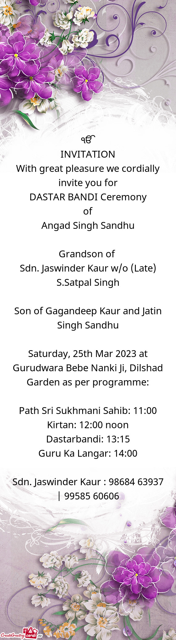 Sdn. Jaswinder Kaur w/o (Late) S.Satpal Singh