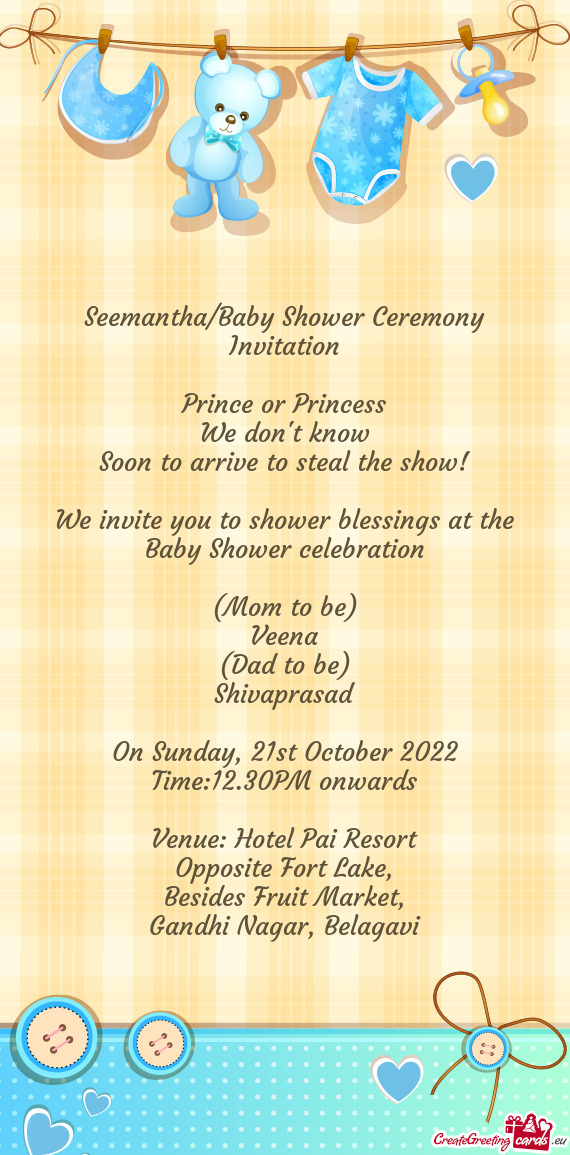 Seemantha/Baby Shower Ceremony Invitation