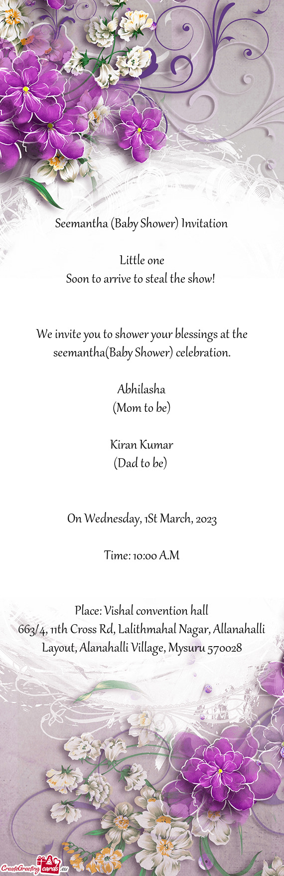 Seemantha (Baby Shower) Invitation