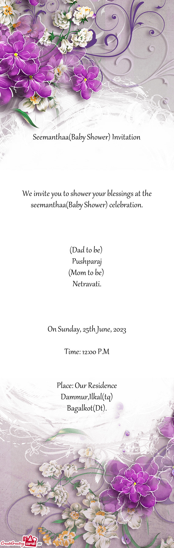 Seemanthaa(Baby Shower) Invitation
