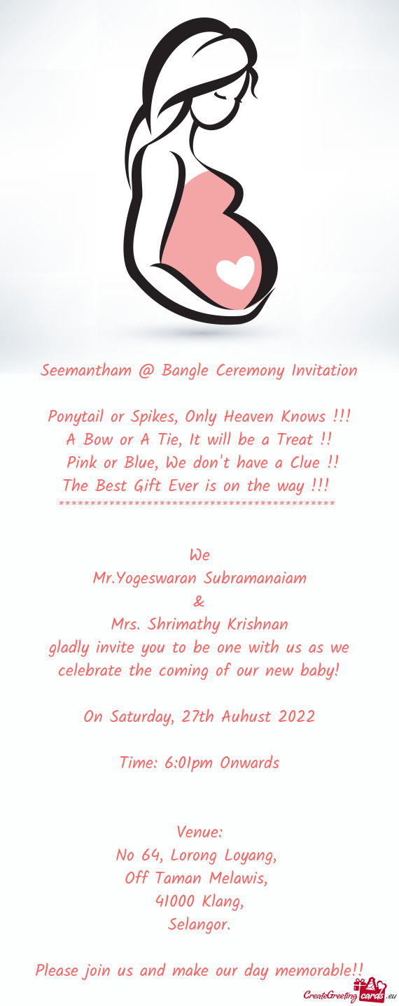 Seemantham @ Bangle Ceremony Invitation