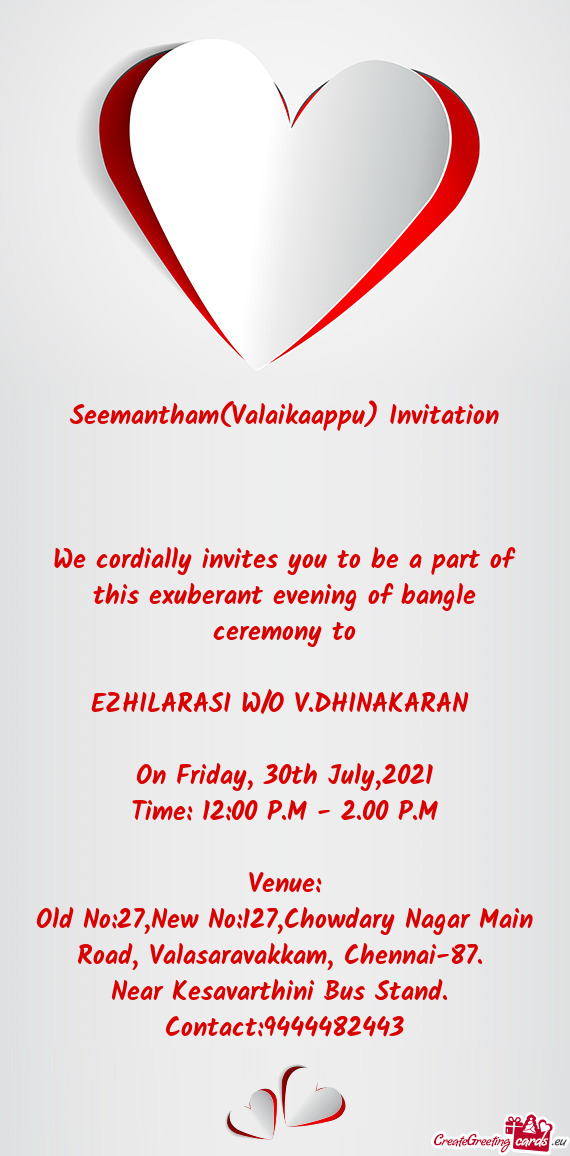 Seemantham(Valaikaappu) Invitation