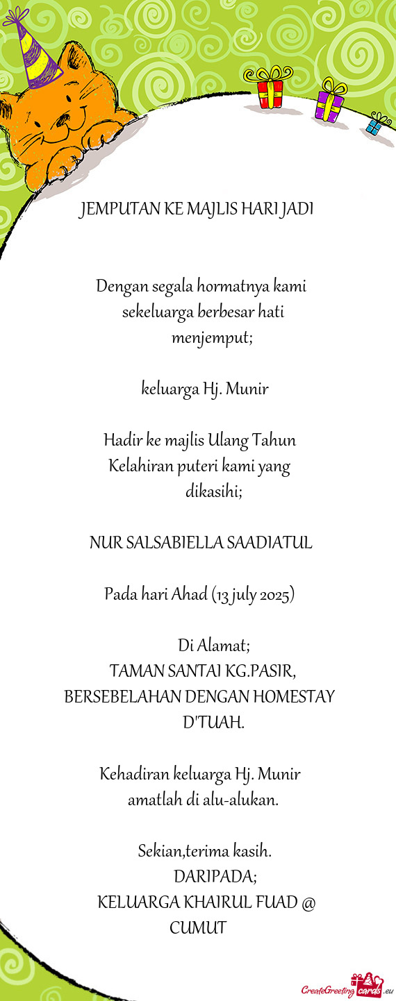 Sekeluarga berbesar hati