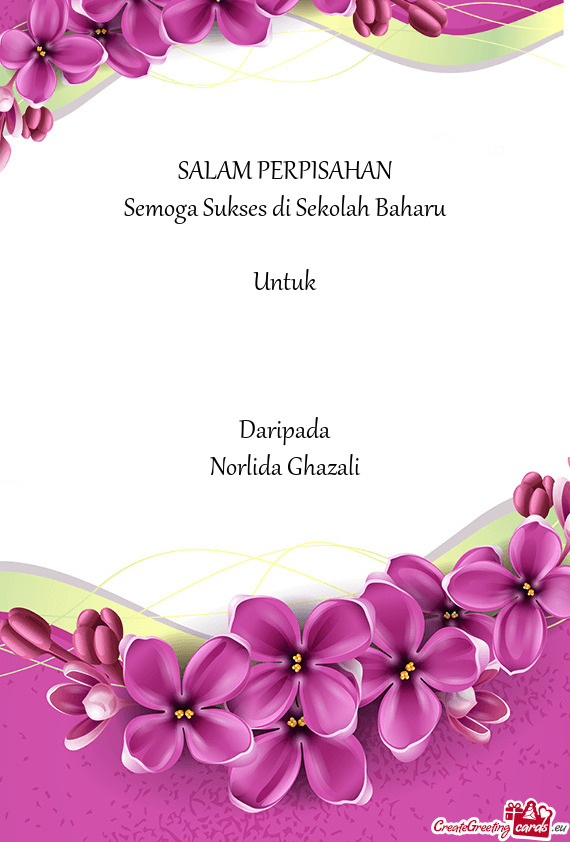 Semoga Sukses di Sekolah Baharu