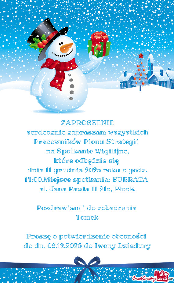 Serdecznie zapraszam wszystkich Pracowników Pionu Strategii