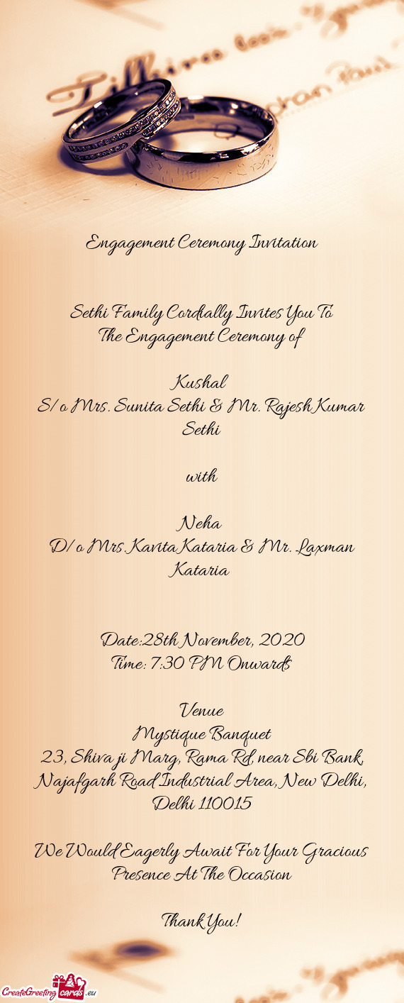 Sethi Family Cordially Invites You To