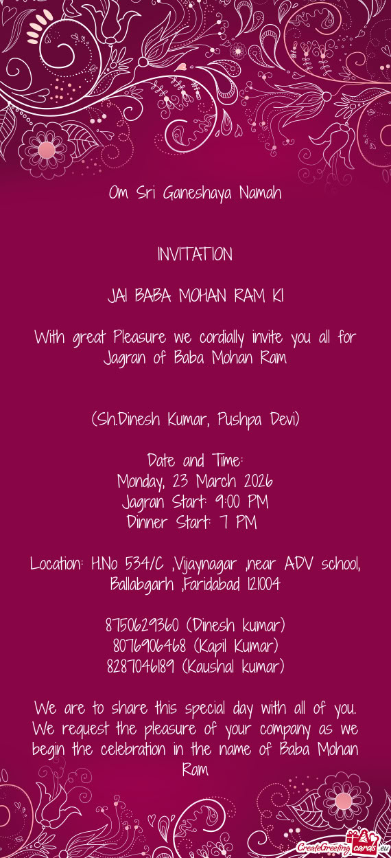 (Sh.Dinesh Kumar, Pushpa Devi)