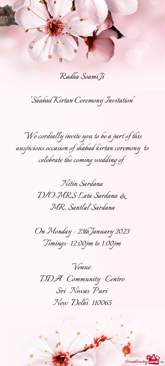 "Shabad Kirtan Ceremony Invitation"