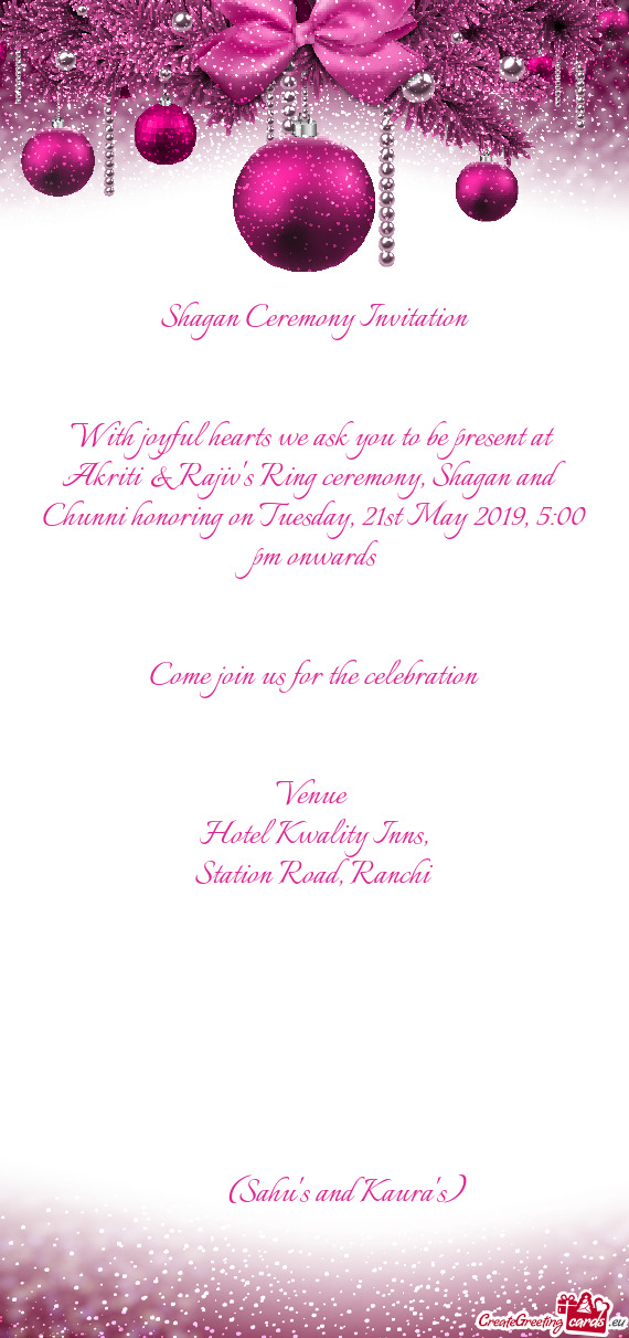 Shagan Ceremony Invitation