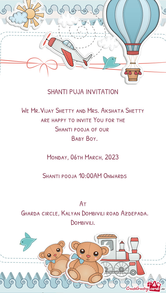 SHANTI PUJA INVITATION