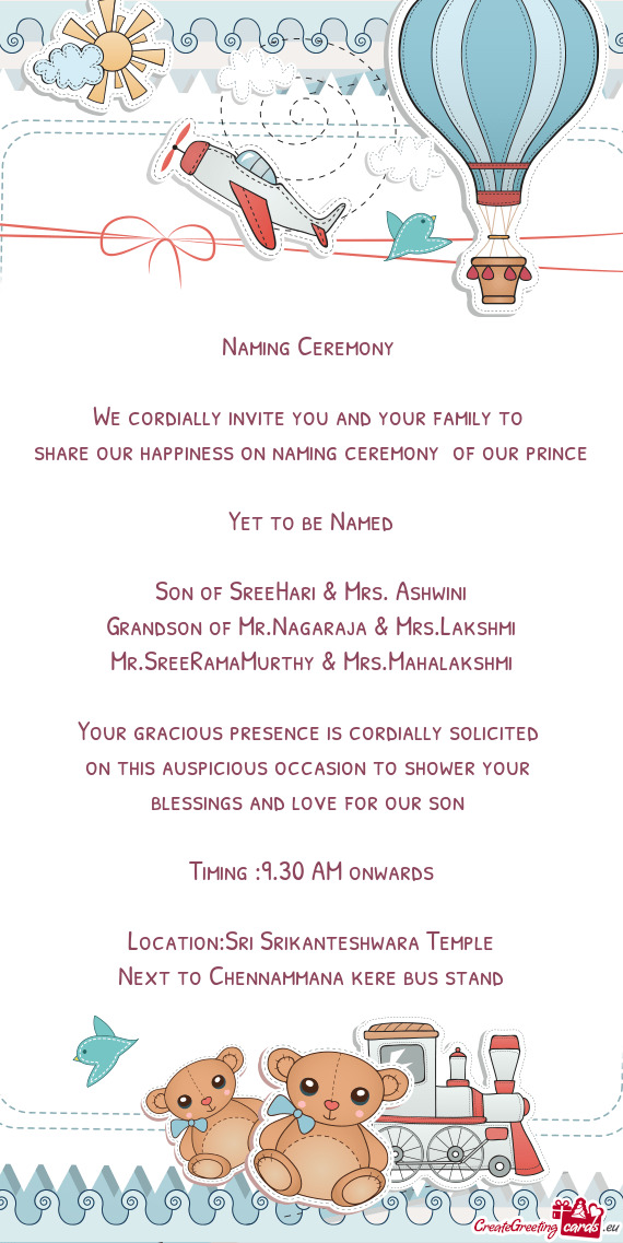 Share our happiness on naming ceremony of our prince
