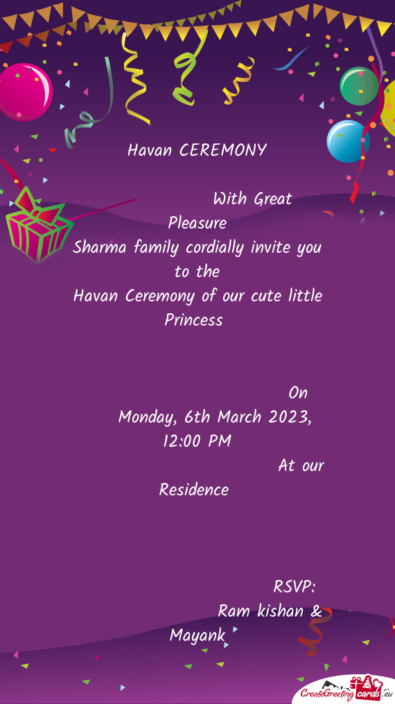 Sharma family cordially invite you to the