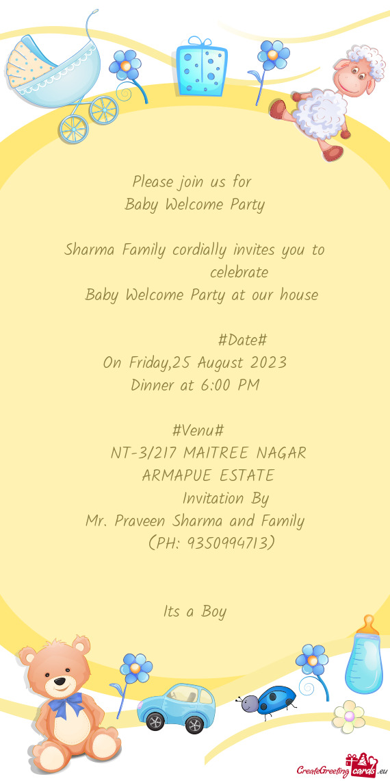 Sharma Family cordially invites you to