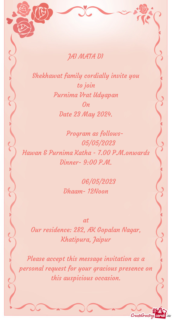 Shekhawat family cordially invite you