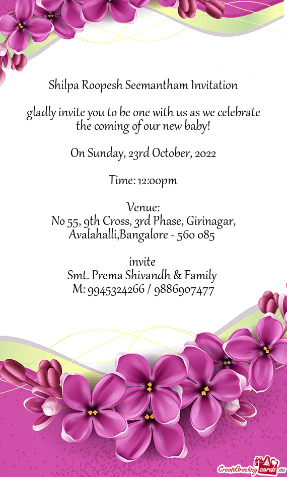 Shilpa Roopesh Seemantham Invitation